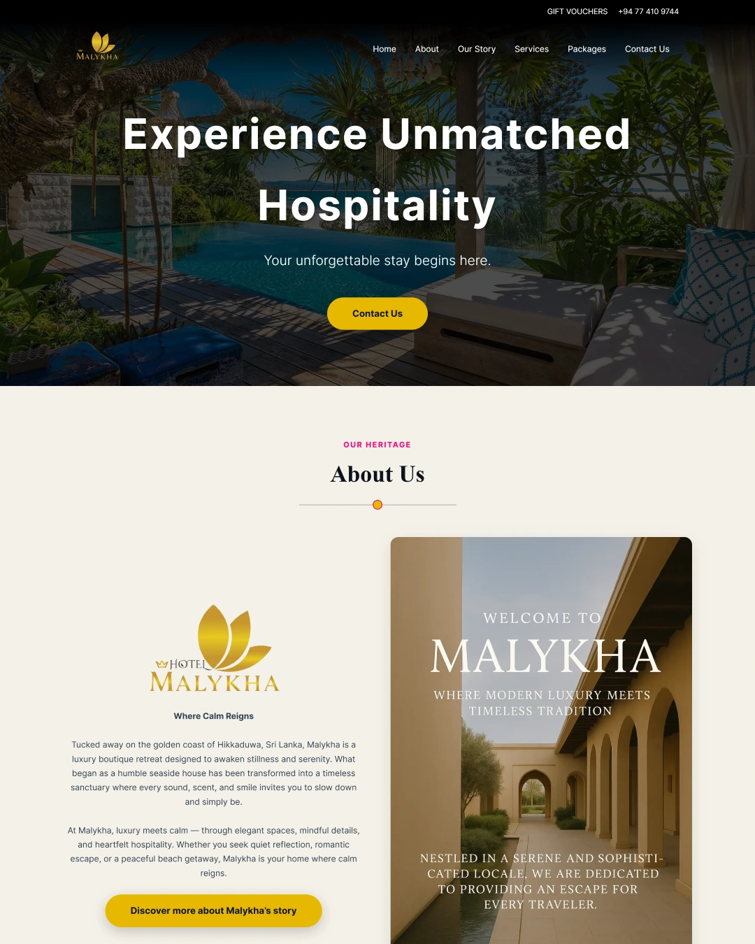 Malykha Hotel project website