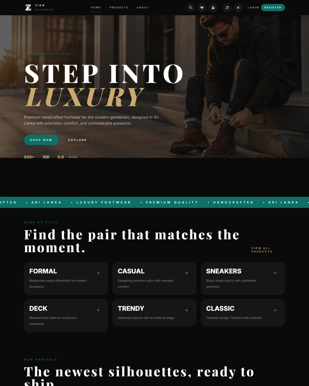Zion Footwear project website